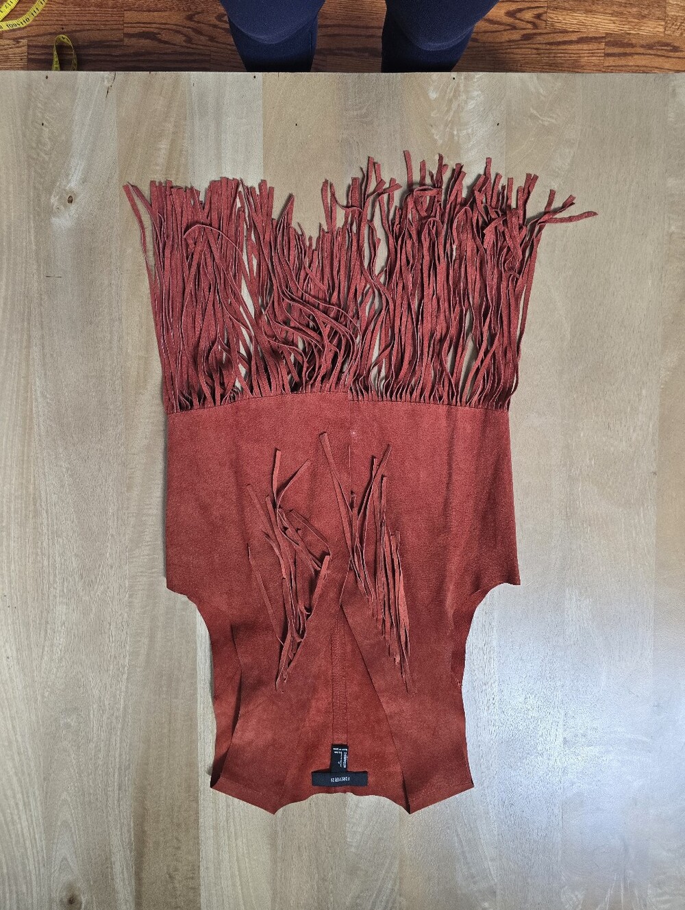 Forever 21 Genuine Suede Fringe Vest - Burnt Orange Western Boho - Size L - Picture 8 of 12